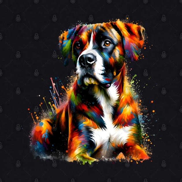 Abstract Treeing Tennessee Brindle in Colorful Splash Art by ArtRUs